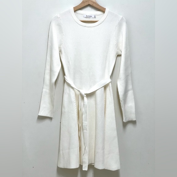 Anrabess Women's Off-White Knit Pullover Dress w/Belt Size S NWOT - Picture 2 of 8